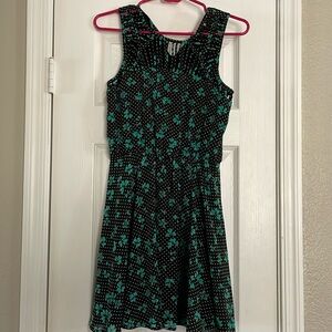 Black and green clovers and florals dress